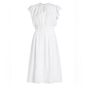 Rails lona Linen-Blend Midi Dress Women’s Size Small. White. Flutter Sle…